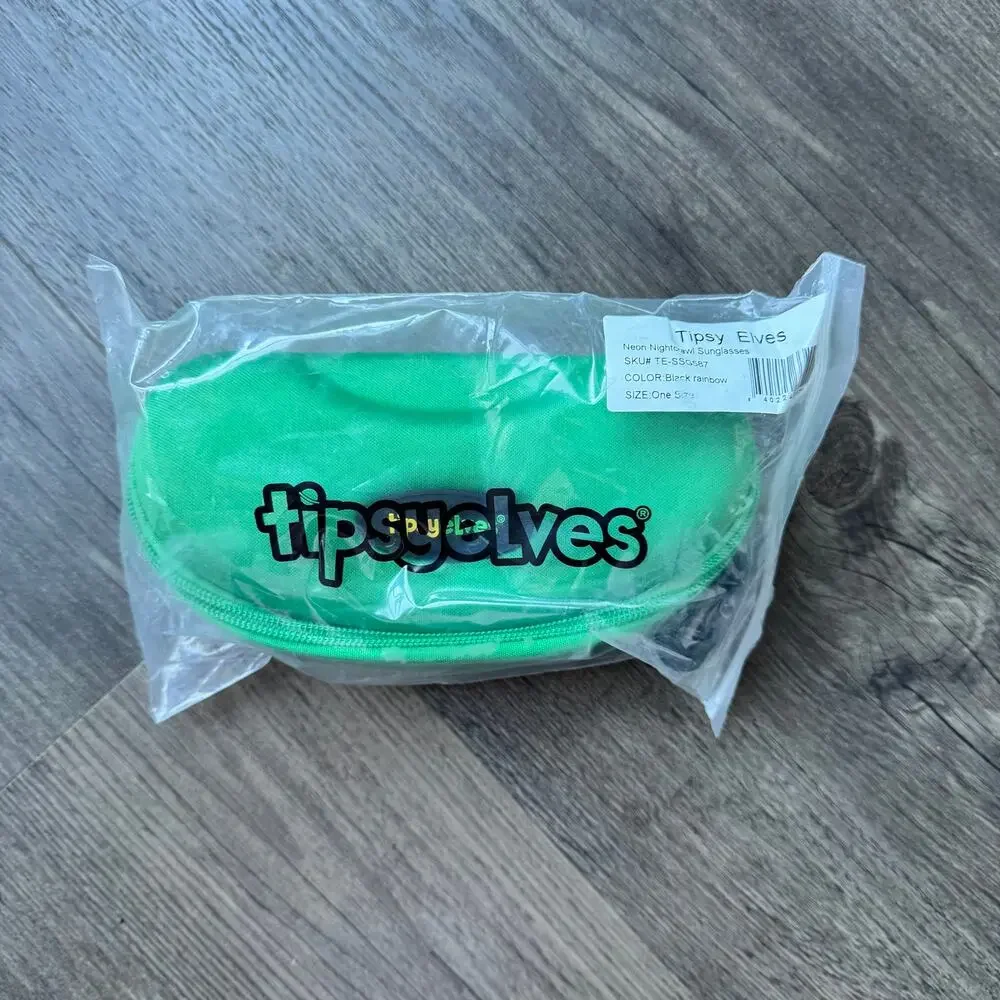 NWT Tipsy Elves Neon Nightcrawl Polarized Sunglasses Black UV Paint Splatter 90s